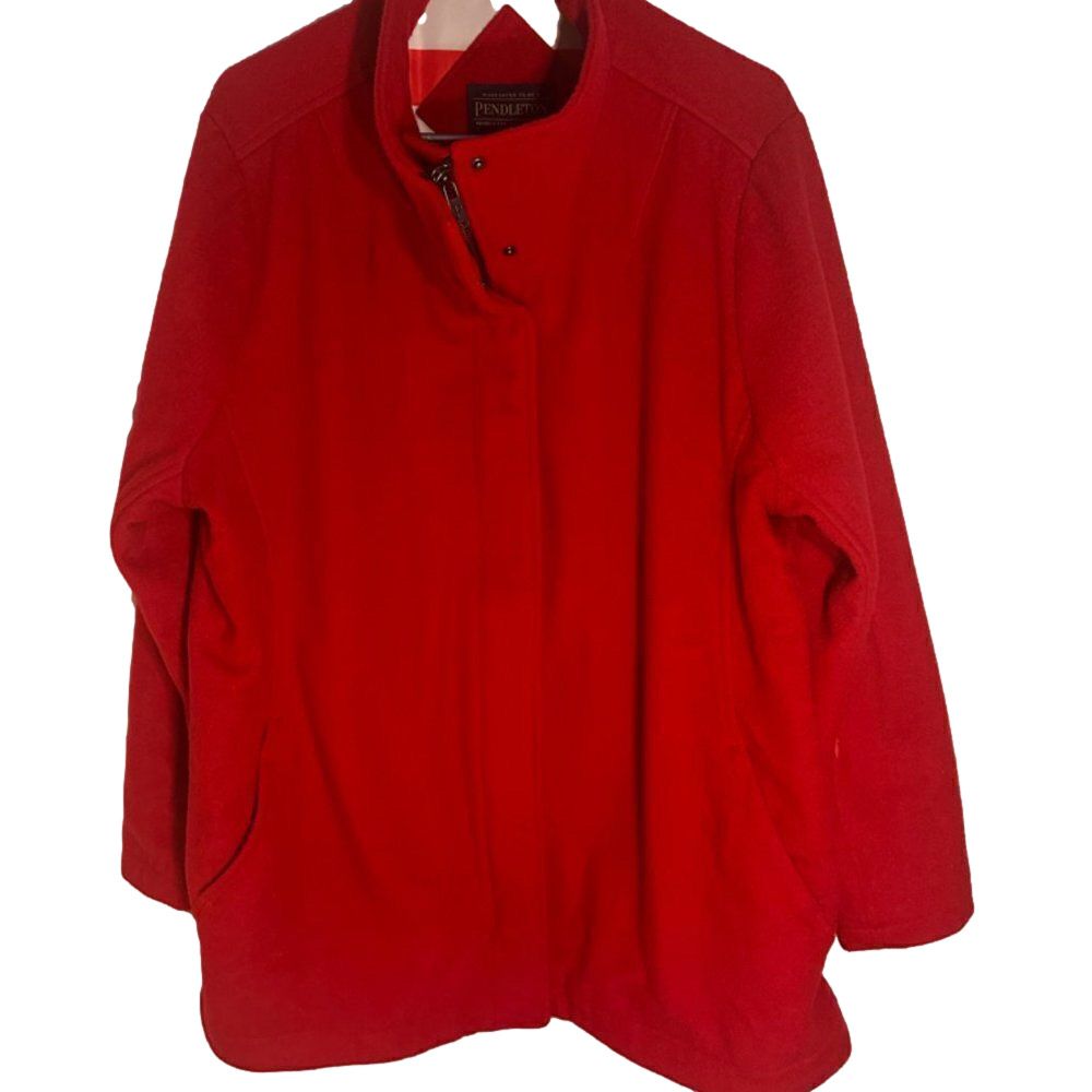 Pendleton Xl Women’s Wool Cherry Red Pea Coat Vintage
